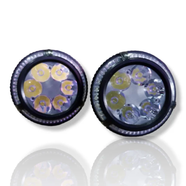 LED Spotlight For Motorcycle High Power Led Light With Red/Blue Ring and Blinking Warning Lights