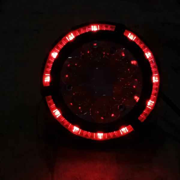 LED Spotlight For Motorcycle High Power Led Light With Red/Blue Ring and Blinking Warning Lights - Image 6