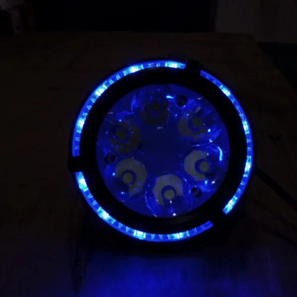 LED Spotlight For Motorcycle High Power Led Light With Red/Blue Ring and Blinking Warning Lights - Image 7